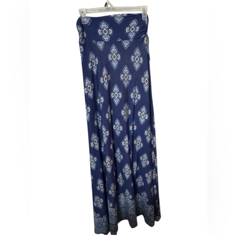NWT Market & Spruce Navy Geometric Maxi Skirt Size S